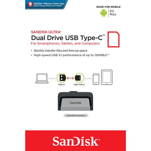 NNEDSZ 256GB Dual USB 3.1 Type-C Flash Drive -SDDDC2-256G