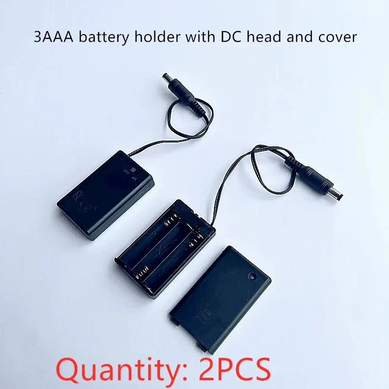 2PCS AAA Battery Box with Cover And Cable 2/3/4X AAA Battery Holder With Cover And Spring With DC Head 5.5-2.1MM 2/3/4X