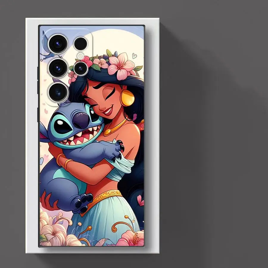 Soft Funda Back Phone Cover Case for Samsung Galaxy S21 S21+ S25 Ultra S25+ S24+ S20 FE S24 S22 Plus S23 Disney Cute Stitch