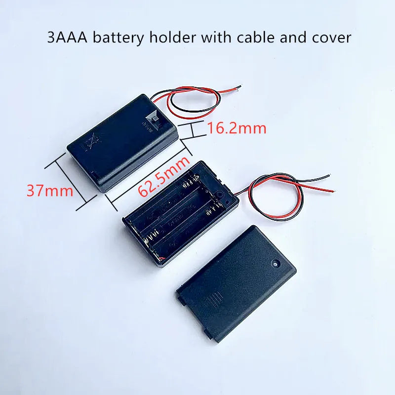 2PCS AAA Battery Box with Cover And Cable 2/3/4X AAA Battery Holder With Cover And Spring With DC Head 5.5-2.1MM 2/3/4X