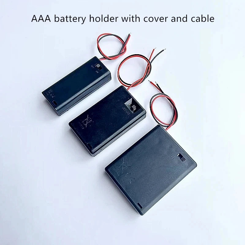 2PCS AAA Battery Box with Cover And Cable 2/3/4X AAA Battery Holder With Cover And Spring With DC Head 5.5-2.1MM 2/3/4X