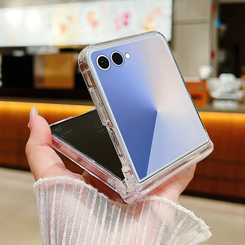 Butterfly Flowers Clear Phone Case For Samsung Galaxy Z Flip 7 FE 6 5 4 3 5G Folding Hard Cover For Samsung Z Flip5 Flip4 Flip3