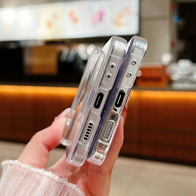 Butterfly Flowers Clear Phone Case For Samsung Galaxy Z Flip 7 FE 6 5 4 3 5G Folding Hard Cover For Samsung Z Flip5 Flip4 Flip3