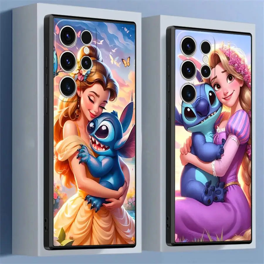 Soft Funda Back Phone Cover Case for Samsung Galaxy S21 S21+ S25 Ultra S25+ S24+ S20 FE S24 S22 Plus S23 Disney Cute Stitch