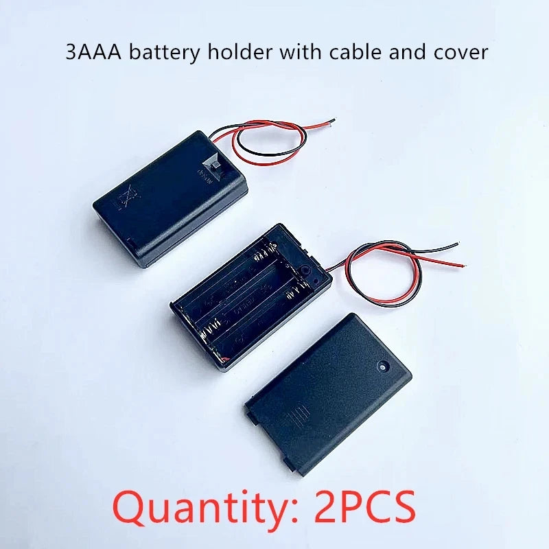 2PCS AAA Battery Box with Cover And Cable 2/3/4X AAA Battery Holder With Cover And Spring With DC Head 5.5-2.1MM 2/3/4X