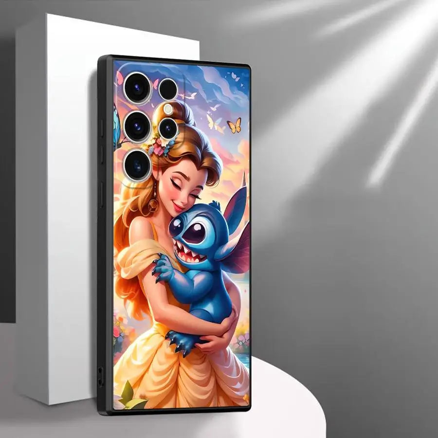 Soft Funda Back Phone Cover Case for Samsung Galaxy S21 S21+ S25 Ultra S25+ S24+ S20 FE S24 S22 Plus S23 Disney Cute Stitch