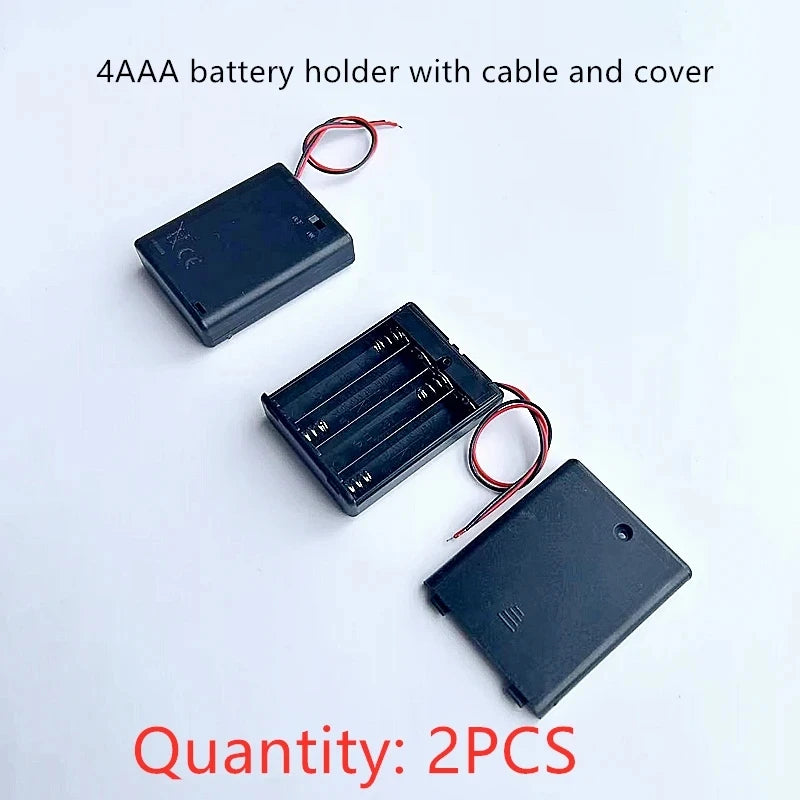 2PCS AAA Battery Box with Cover And Cable 2/3/4X AAA Battery Holder With Cover And Spring With DC Head 5.5-2.1MM 2/3/4X