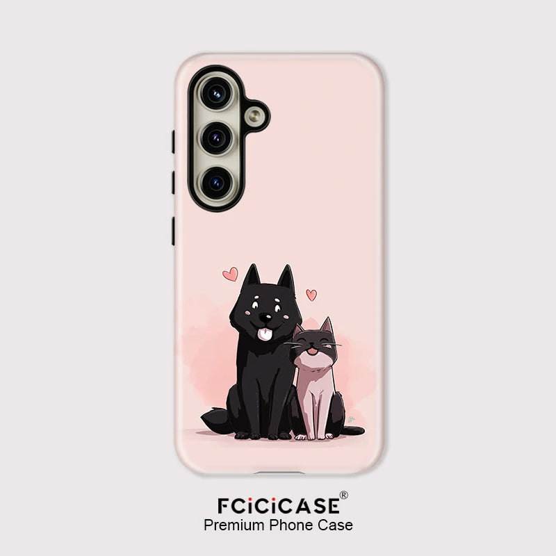 Fcicicase Cute Animals Dog Cat Pattern Phone Case For Samsung Galaxy A16 A56 A26 5G A36 A 36 Acrylic Soft Dual Layer Cover