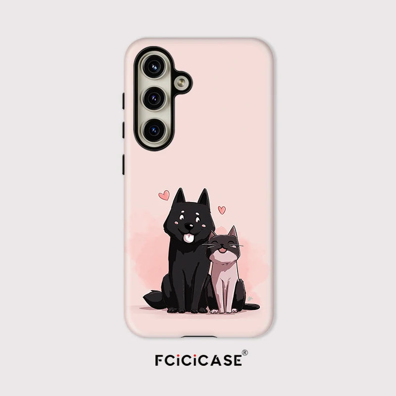Fcicicase Cute Animals Dog Cat Pattern Phone Case For Samsung Galaxy A16 A56 A26 5G A36 A 36 Acrylic Soft Dual Layer Cover