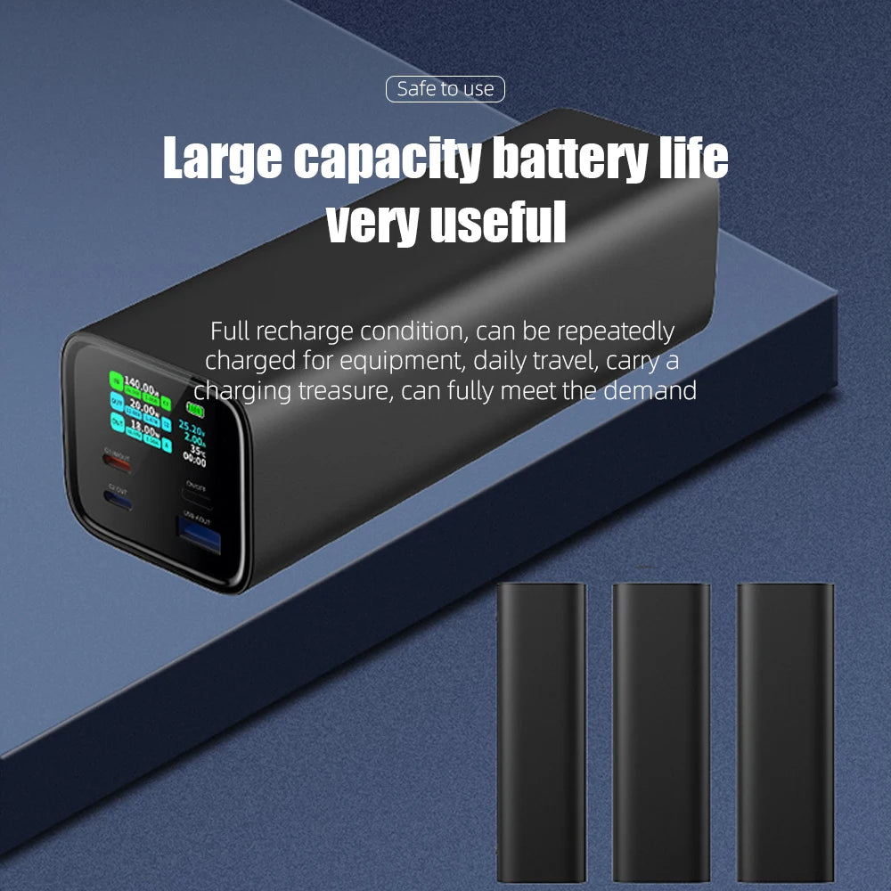 PD3.1 140W Power Bank 27000mah LCD TFT Color Screen 2C1A port Laptop Phone Drone Camera Portable Bidirectional Fast Charging