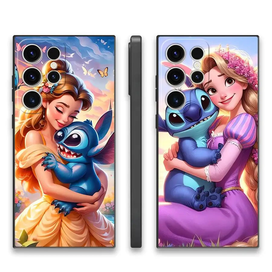 Soft Funda Back Phone Cover Case for Samsung Galaxy S21 S21+ S25 Ultra S25+ S24+ S20 FE S24 S22 Plus S23 Disney Cute Stitch
