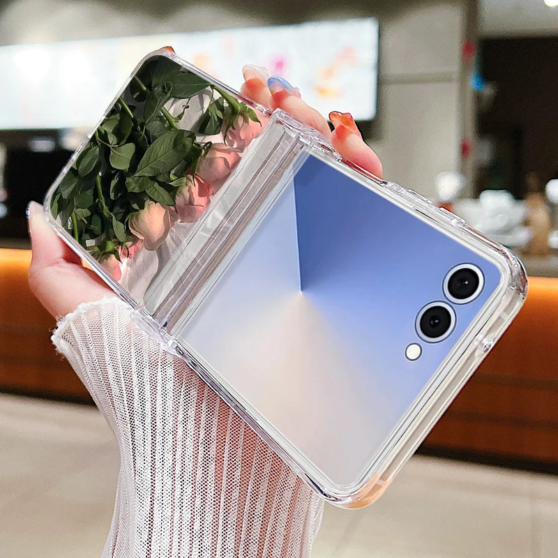 Butterfly Flowers Clear Phone Case For Samsung Galaxy Z Flip 7 FE 6 5 4 3 5G Folding Hard Cover For Samsung Z Flip5 Flip4 Flip3