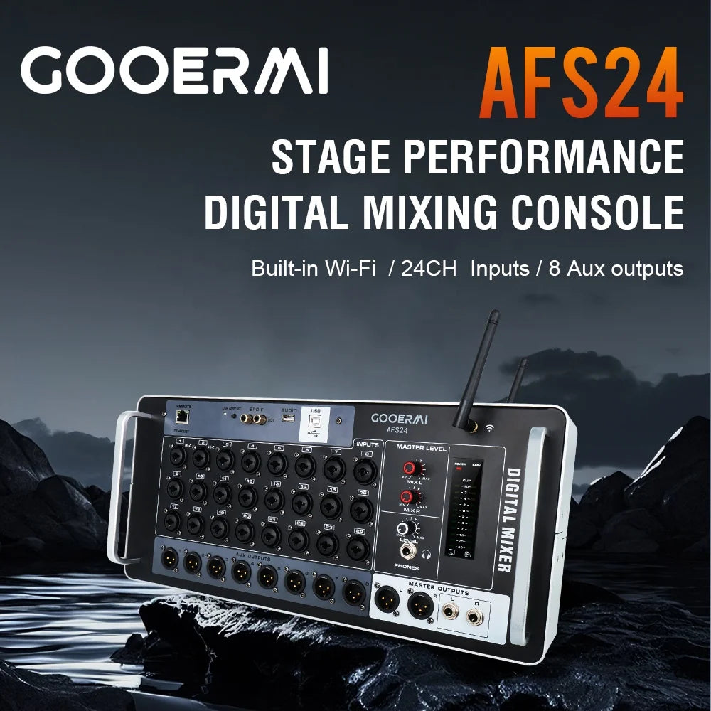 ASF24 Professional 24-Channel Digital Rack Mixer Audio Mixer DSP Mixer with WIFI Recording Console