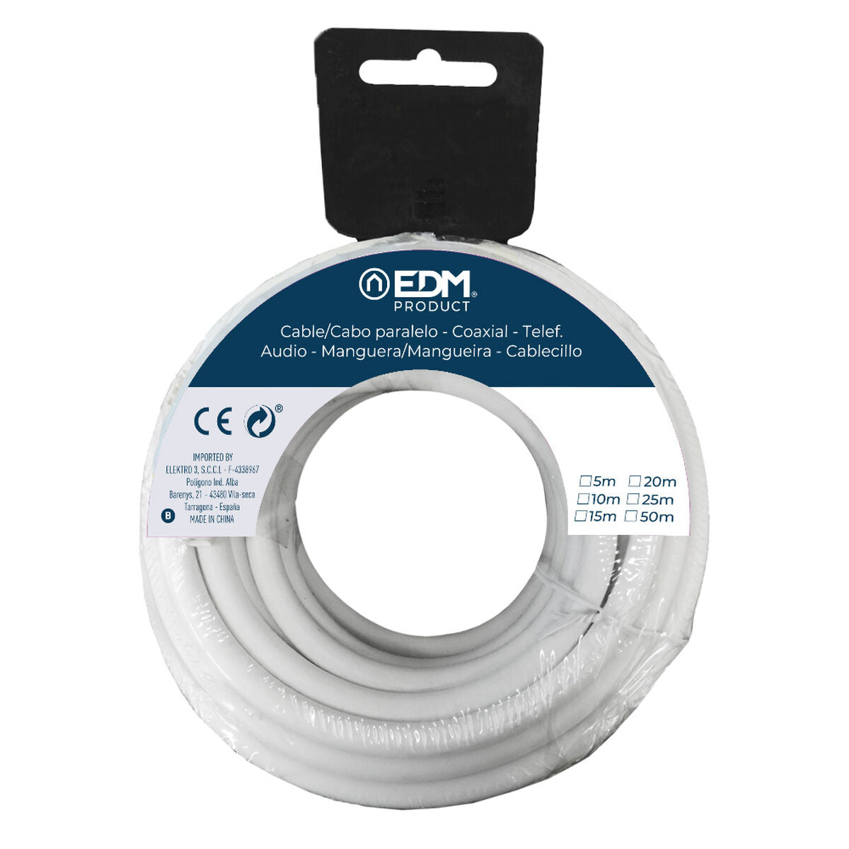 Coaxial TV Antenna Cable EDM 28112 White 10 m 2 x 1,5 mm-1