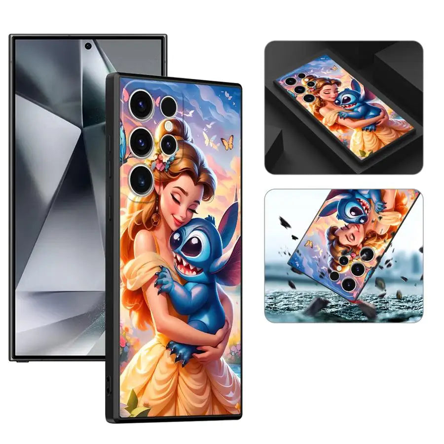 Soft Funda Back Phone Cover Case for Samsung Galaxy S21 S21+ S25 Ultra S25+ S24+ S20 FE S24 S22 Plus S23 Disney Cute Stitch
