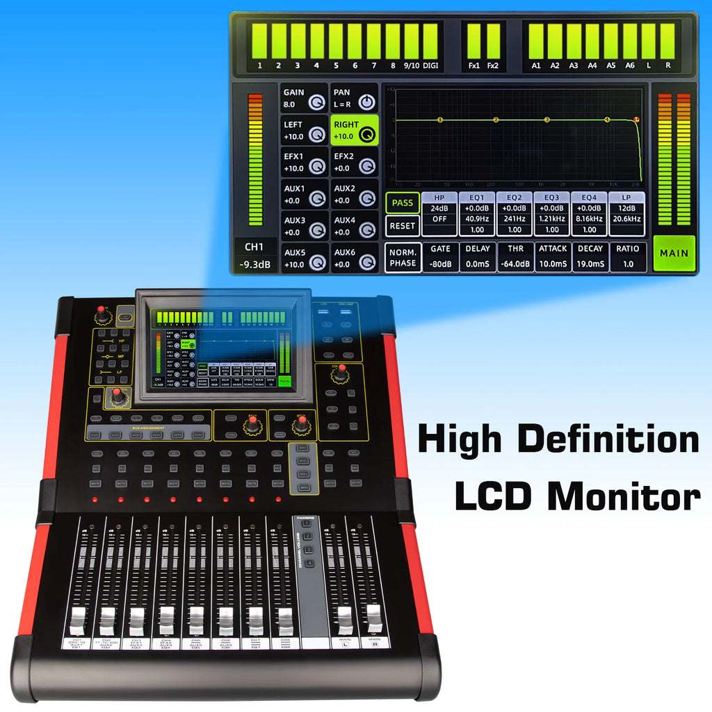 MD12 Professional Mixing Console 12 Channel Mezclador Digital Audio Mixer for Studio /Live Performances/Church