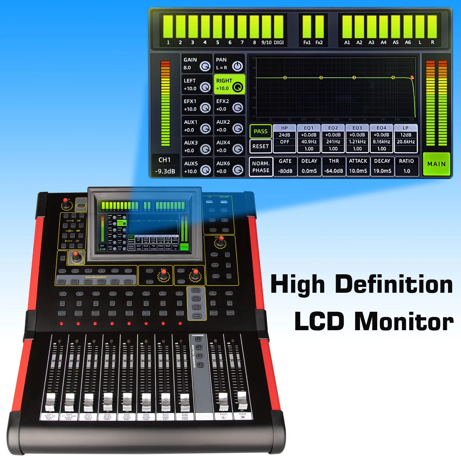 MD12 Professional Mixing Console 12 Channel Mezclador Digital Audio Mixer for Studio /Live Performances/Church