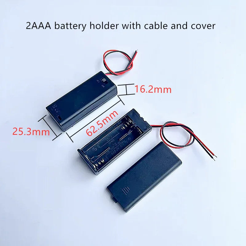2PCS AAA Battery Box with Cover And Cable 2/3/4X AAA Battery Holder With Cover And Spring With DC Head 5.5-2.1MM 2/3/4X