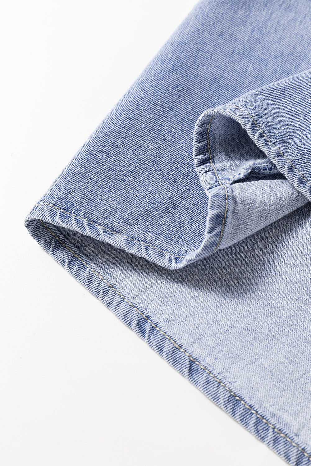 Beau Blue Ruffled Long Sleeve Denim Shirt