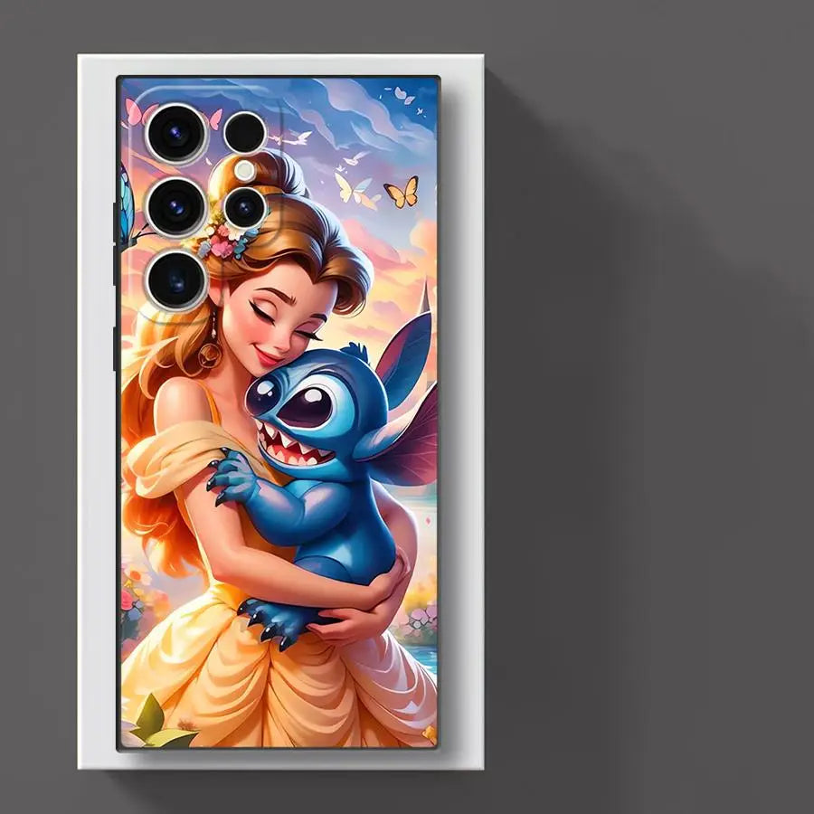 Soft Funda Back Phone Cover Case for Samsung Galaxy S21 S21+ S25 Ultra S25+ S24+ S20 FE S24 S22 Plus S23 Disney Cute Stitch
