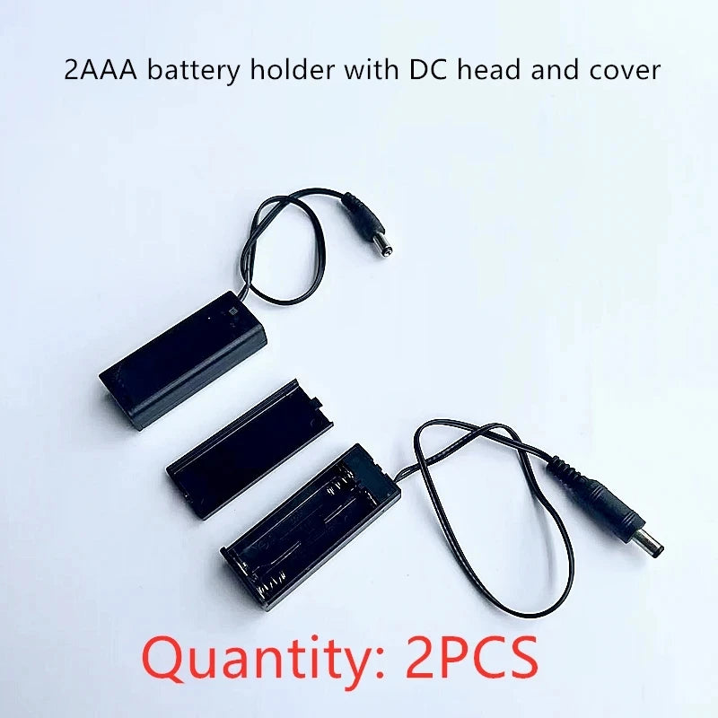 2PCS AAA Battery Box with Cover And Cable 2/3/4X AAA Battery Holder With Cover And Spring With DC Head 5.5-2.1MM 2/3/4X