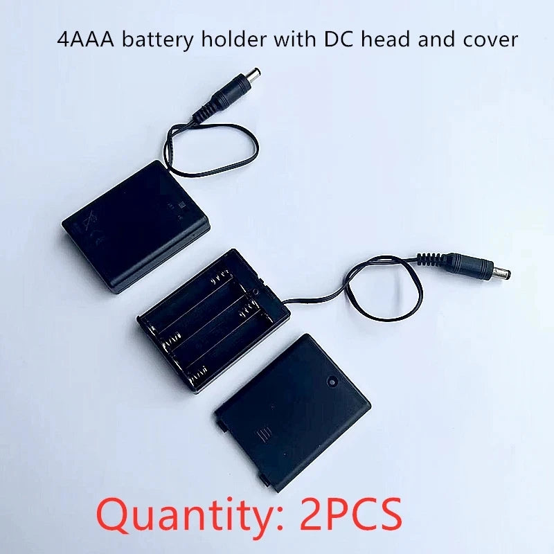 2PCS AAA Battery Box with Cover And Cable 2/3/4X AAA Battery Holder With Cover And Spring With DC Head 5.5-2.1MM 2/3/4X