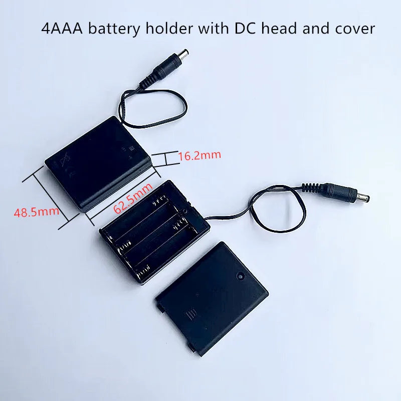 2PCS AAA Battery Box with Cover And Cable 2/3/4X AAA Battery Holder With Cover And Spring With DC Head 5.5-2.1MM 2/3/4X
