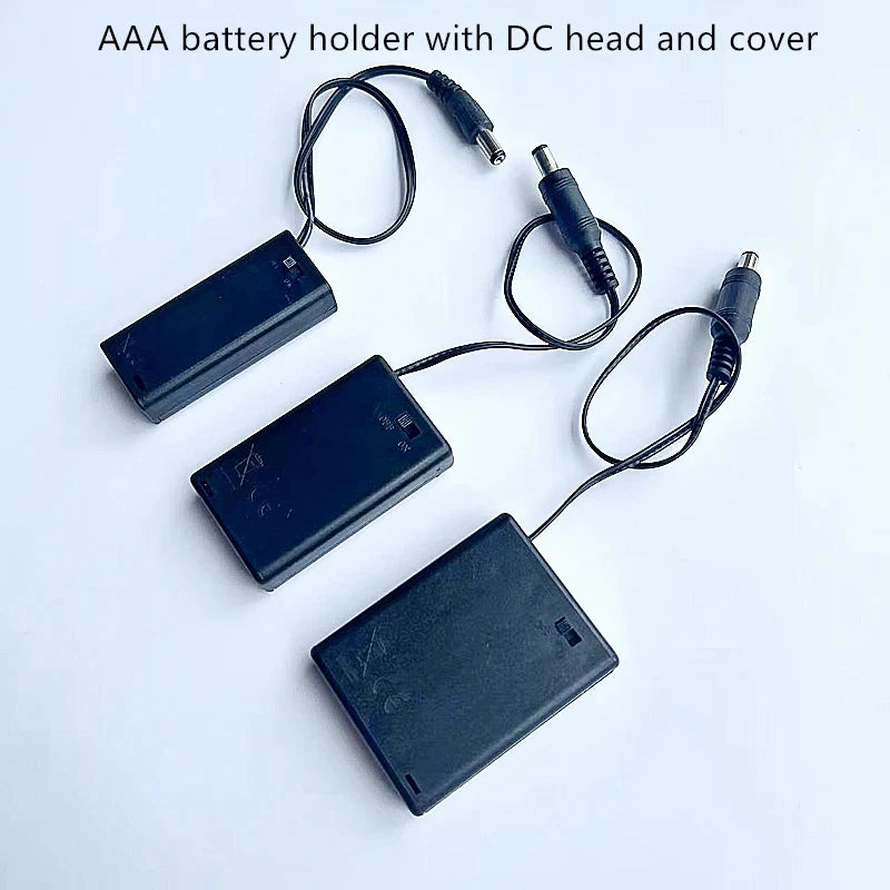 2PCS AAA Battery Box with Cover And Cable 2/3/4X AAA Battery Holder With Cover And Spring With DC Head 5.5-2.1MM 2/3/4X