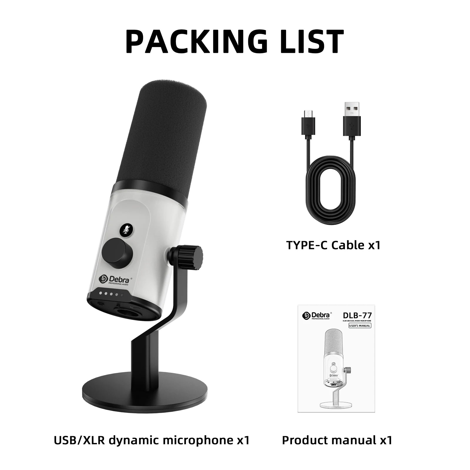 Professional USB XLR Dynamic Microphone with RGB Lights, 3 Recording Modes, Cardioid Condenser Mic for Streaming Podcast Recordi