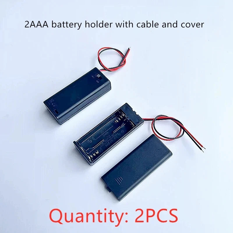 2PCS AAA Battery Box with Cover And Cable 2/3/4X AAA Battery Holder With Cover And Spring With DC Head 5.5-2.1MM 2/3/4X