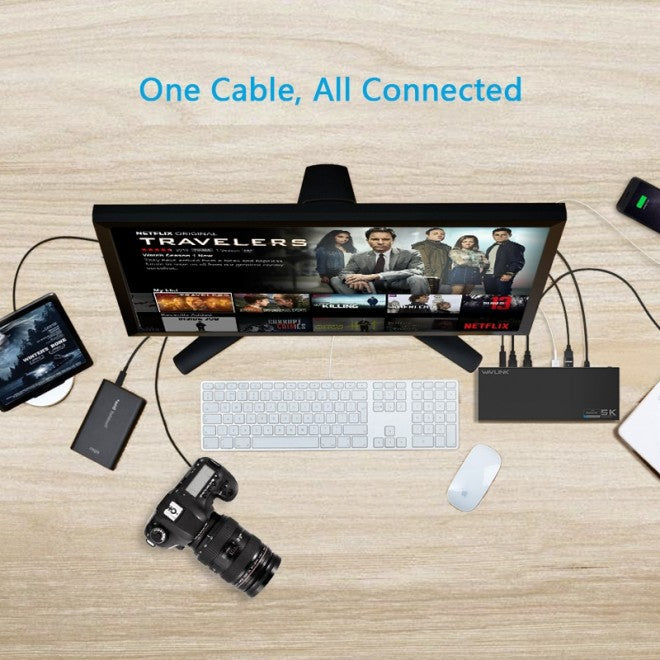 NNEDSZ USB-C Ultra 5K Laptop Docking Station with 6x USB3.0, 4K Dual Video Outputs, Gigabit Ethernet, Audio WS-UG69DK1